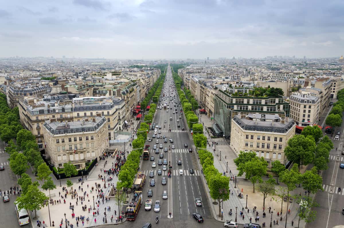 View of the Champs Elysees from the Arc de Triomphe in Paris 