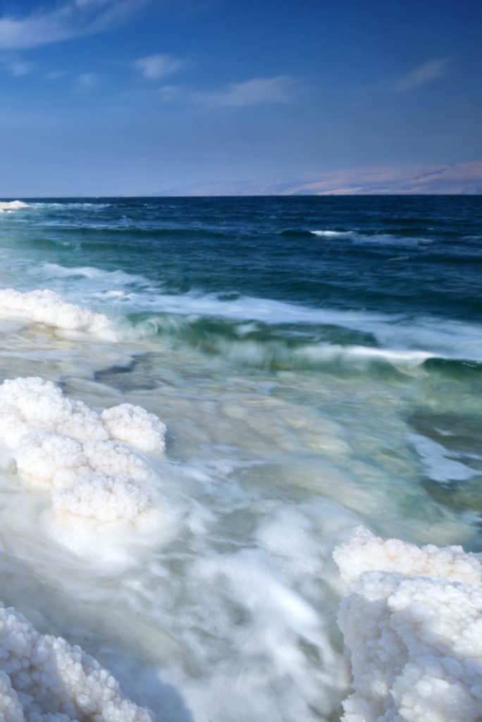 Visiting the Dead Sea: Waves on the surface of the lake