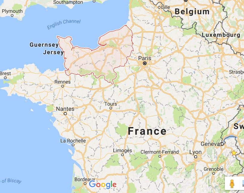 Map of Normandy, France