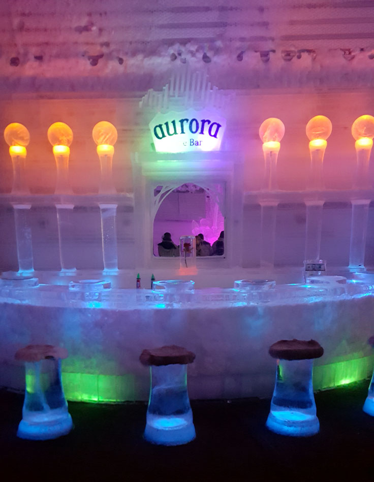 11 Pretty Awesome Things to Do in Fairbanks: The ice bar at Aurora Ice Museum