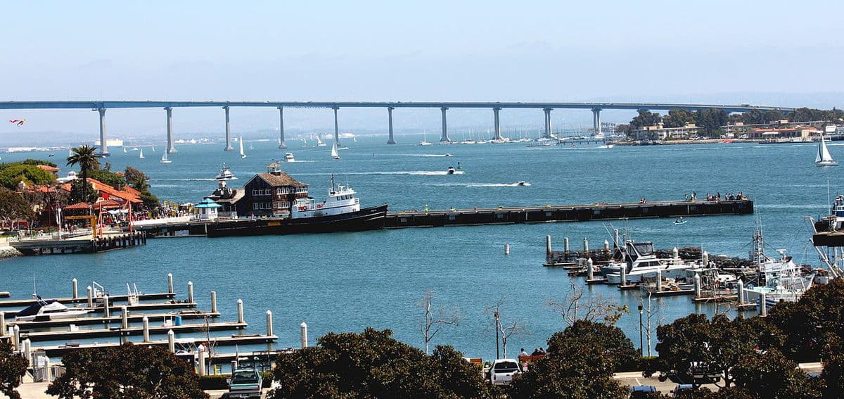 Coronado Bridge & Seaport Village, San Diego, CA.