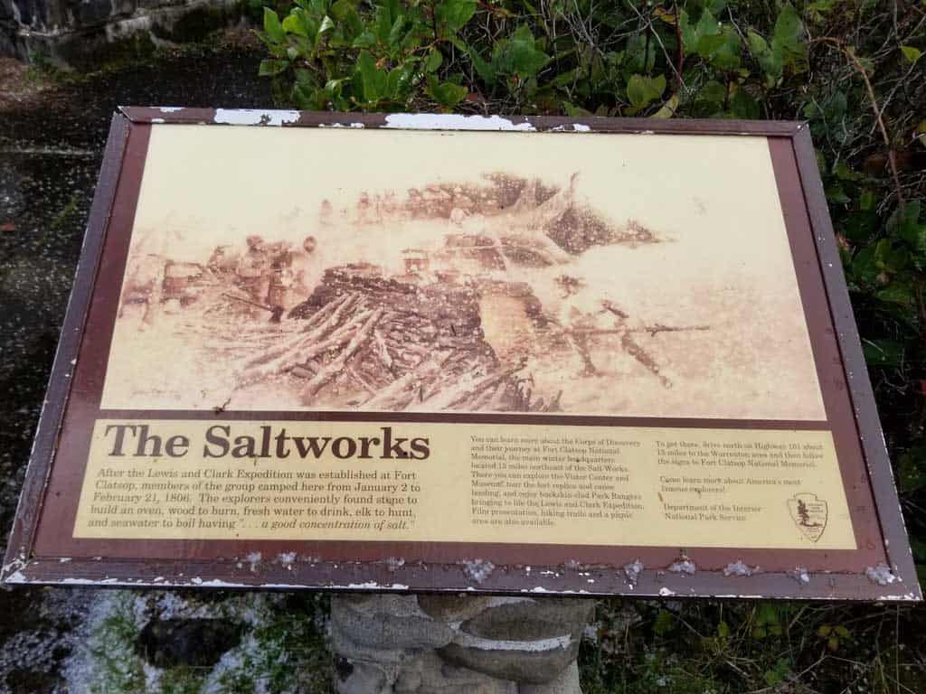 Lewis and Clark Salt Works Information sign