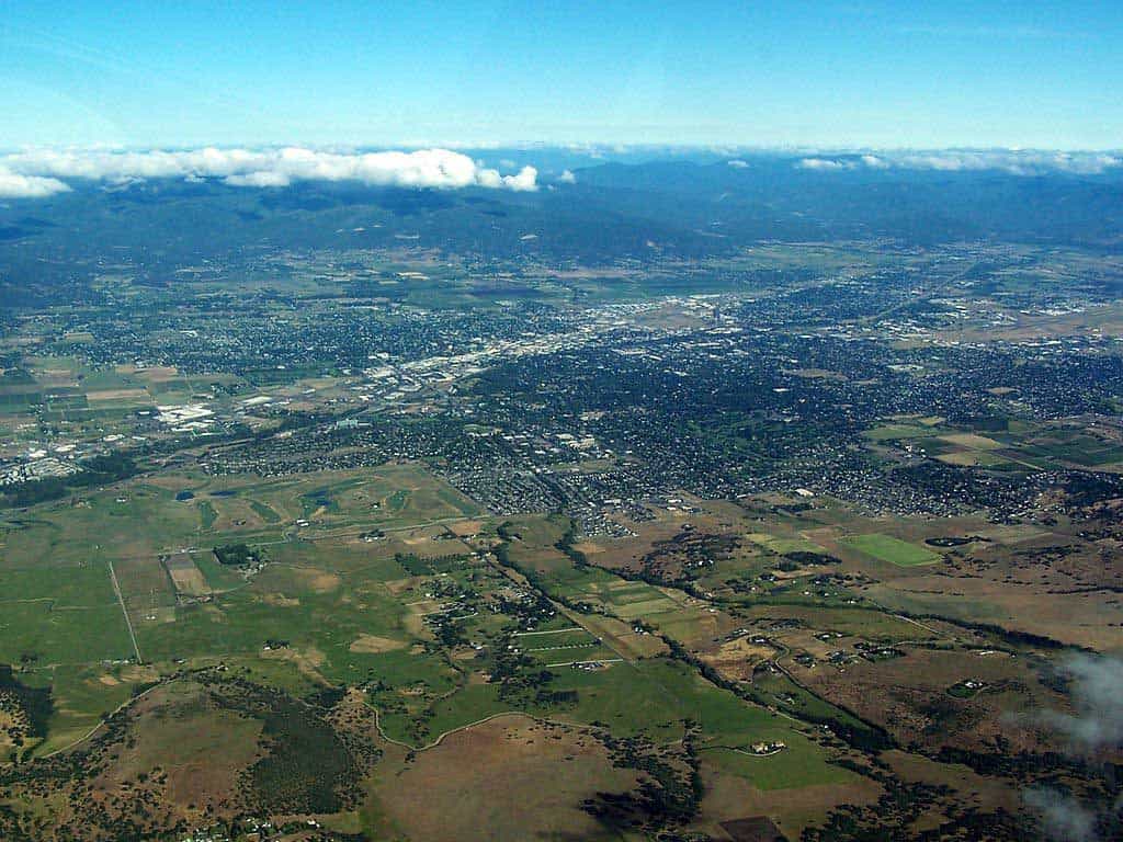 An aerial image of Medford, Oregon.