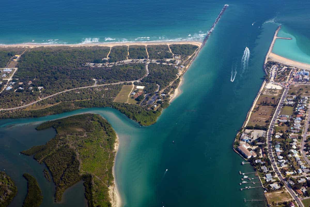 Aerial view of Fort Pierce Inlet State Park