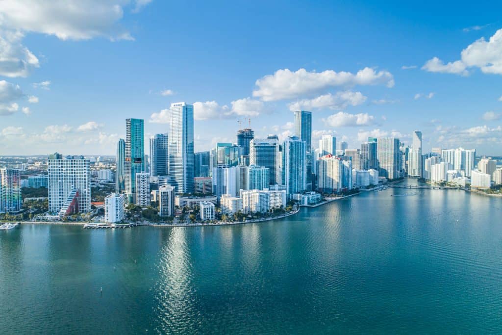 Miami City skyline aerial photograph