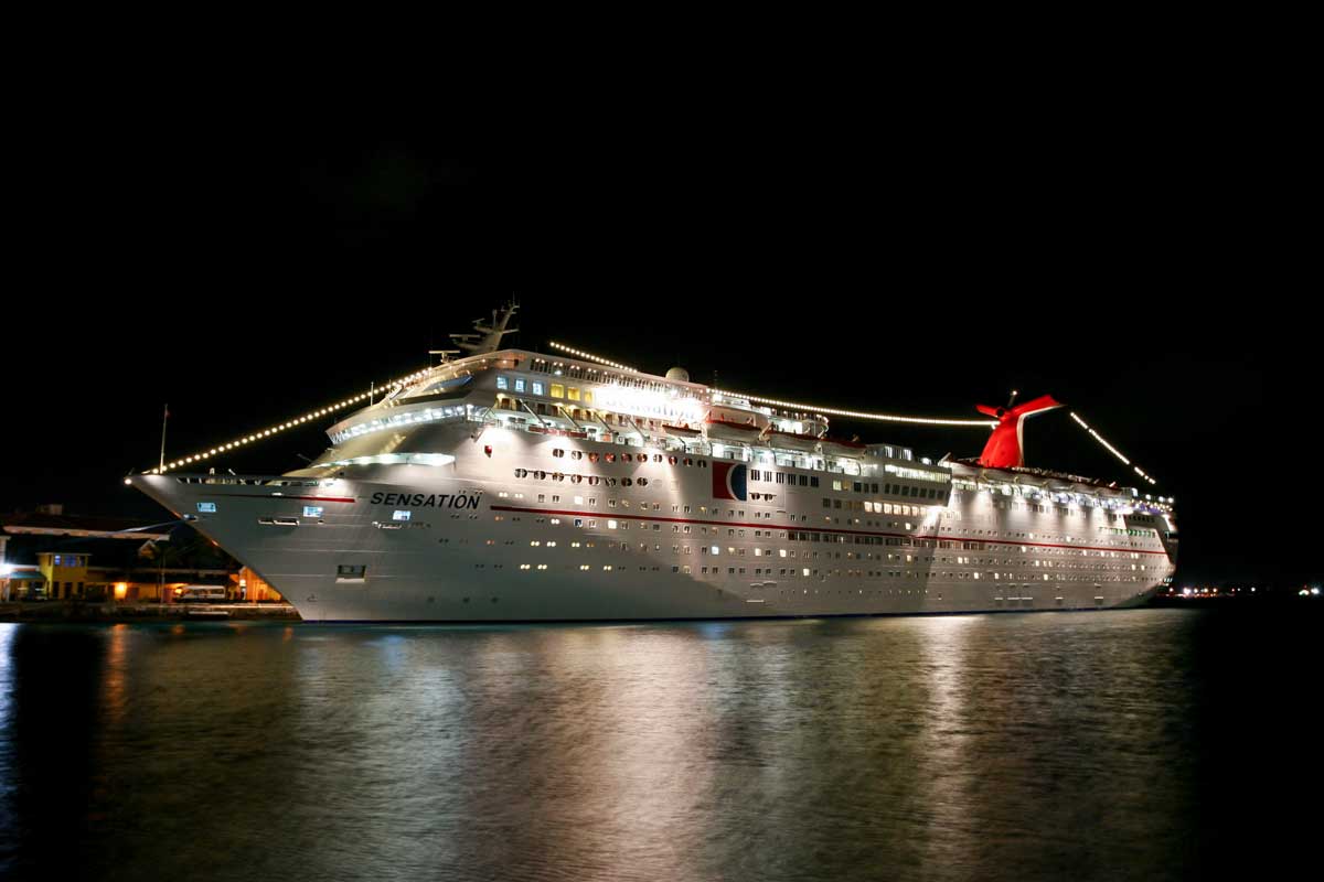 Carnival Cruise ship dock at night