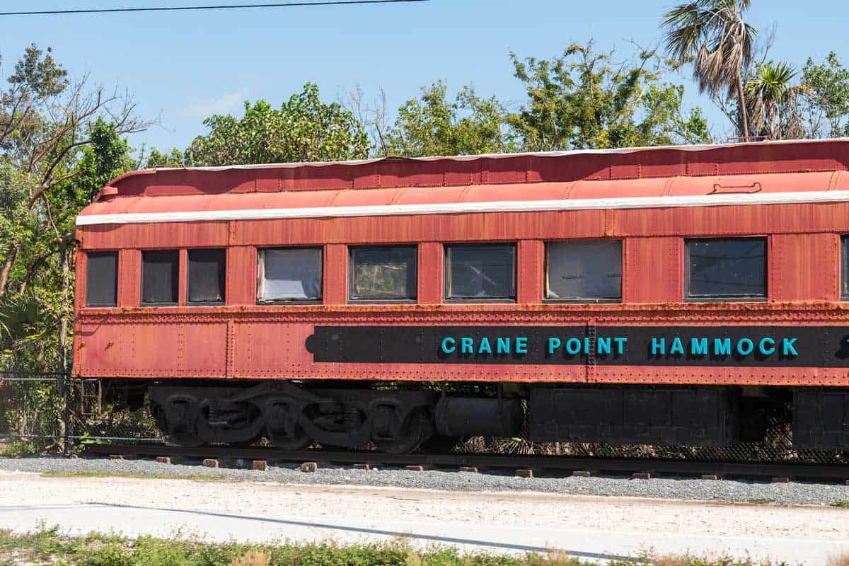 Color orange train in Crane Point Museum & Nature Center