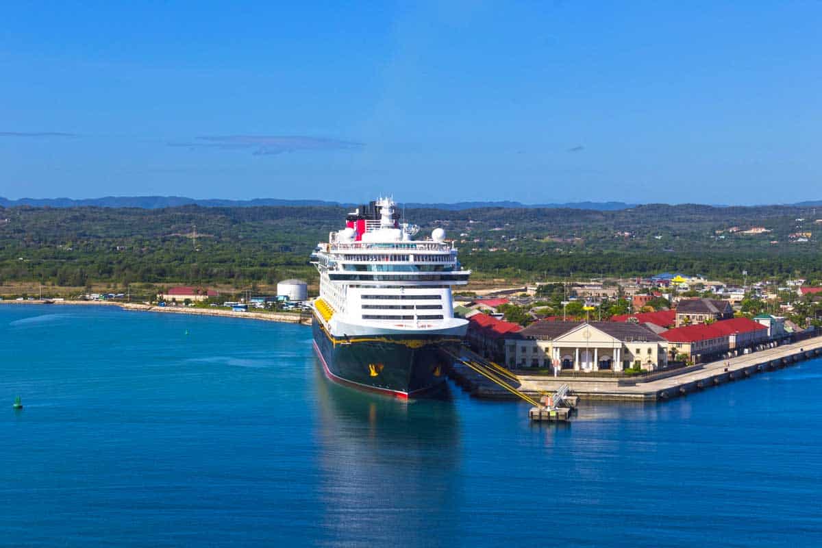 Disney Cruise line at docking bay ready for departure