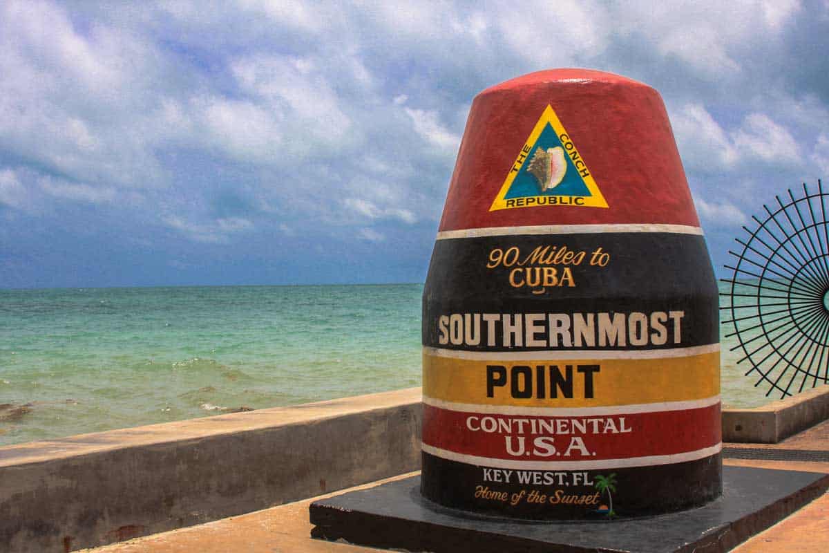 Famous buoy in key west, Florida marking the Southernmost Point of the US