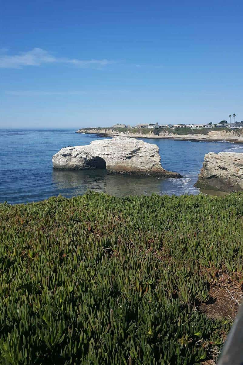 The view of the last natural bridge at the beach of Santa Cruz, California
