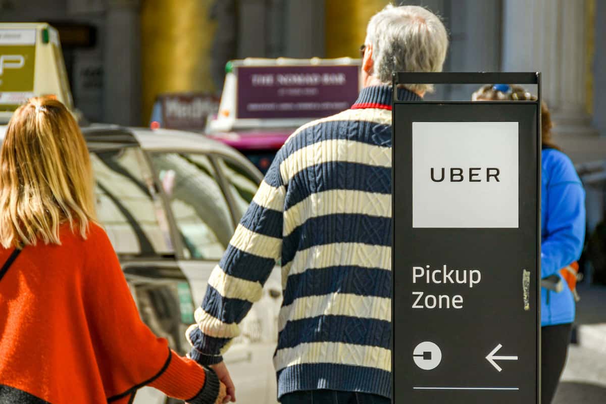 Sign in Las Vegas showing guests the location of the Uber pickup zone