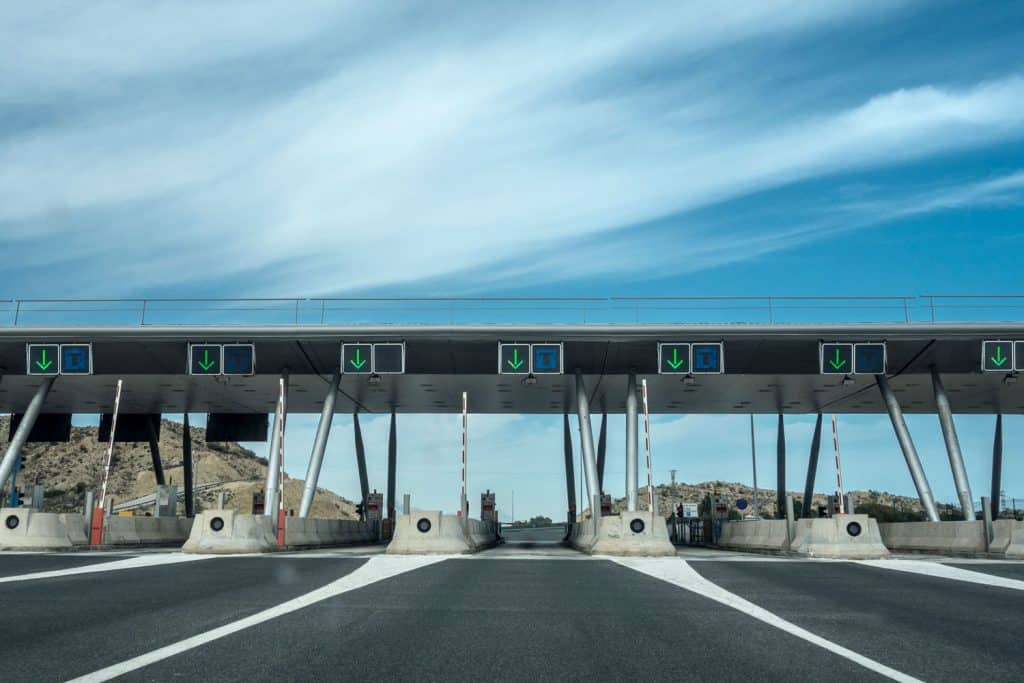 A toll gate at an expressway