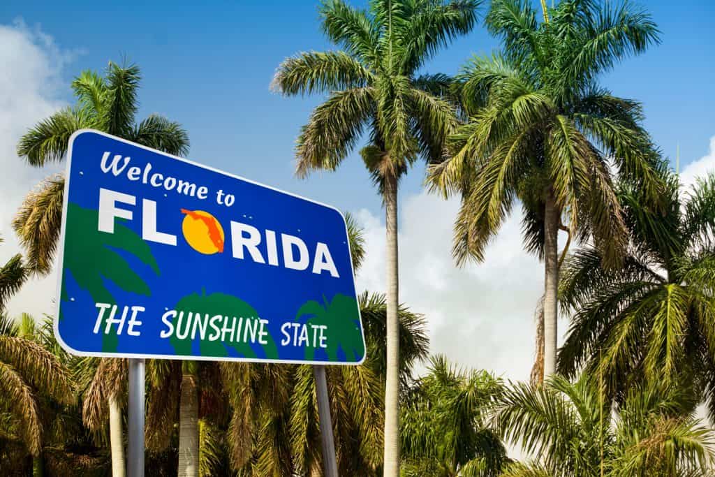 The Florida Sunshine state sign