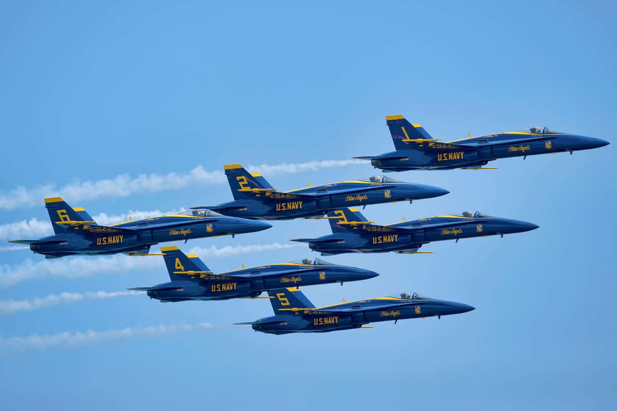 The United States Navy Blue angels soaring over the skies of Florida