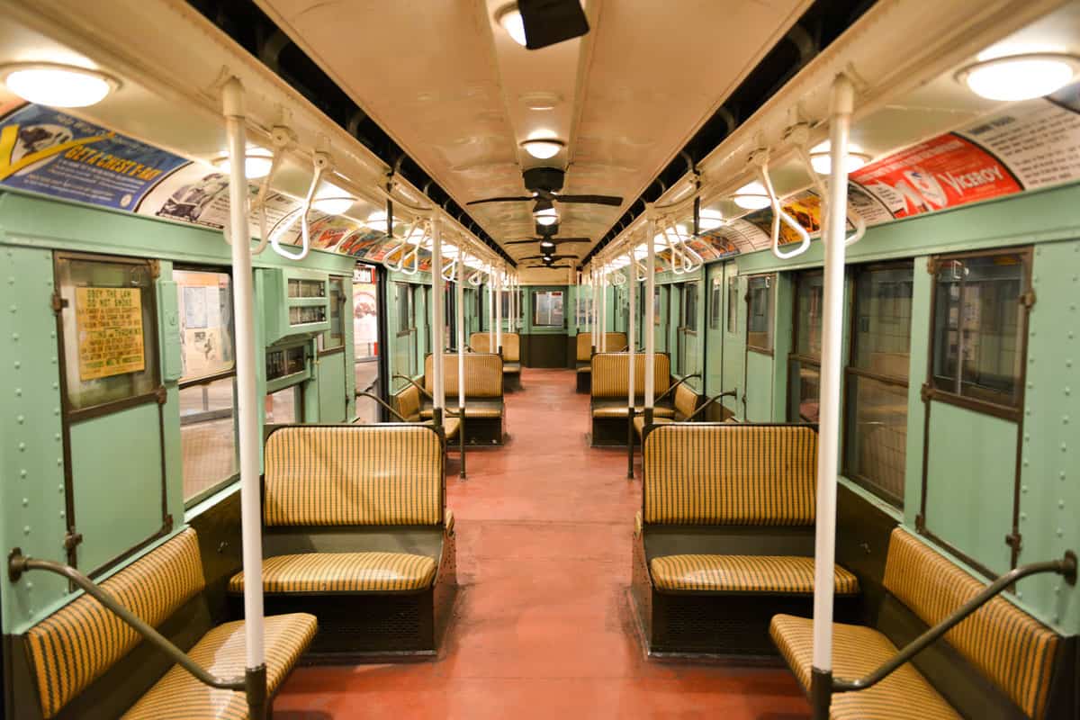  New York Transit Museum with vintage train.