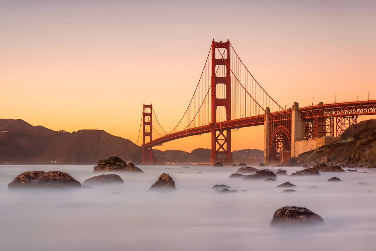 A Sunset view of The Golden Gate Bridge