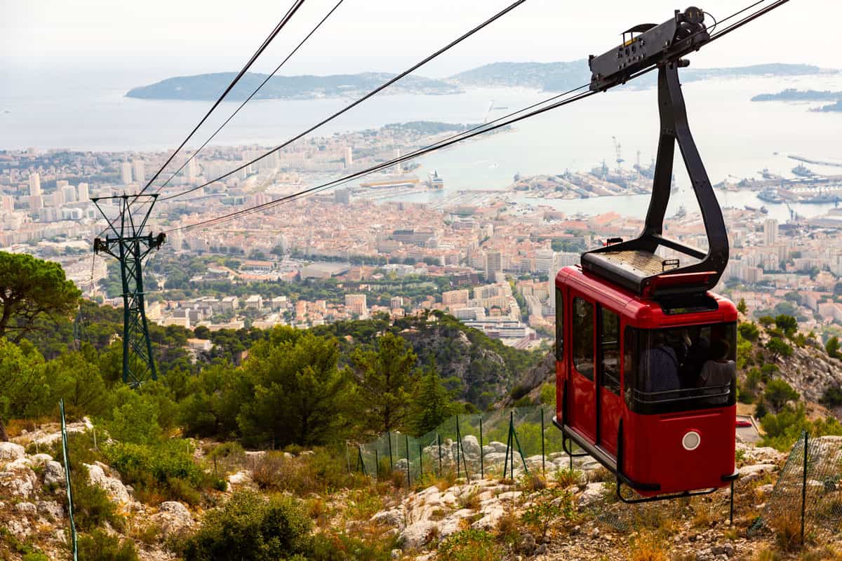 French city Toulon from Mount Faron and cable car