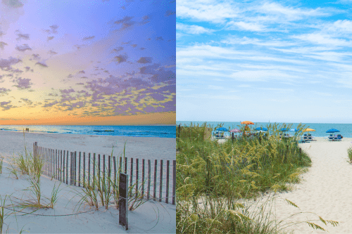 A collaged photo of Hilton Head Island and Myrtle Beach, Hilton Head Island vs. Myrtle Beach: Where To Go?