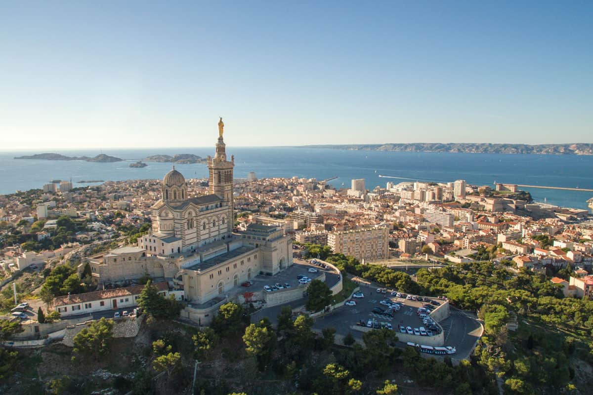 Notre Dame de la Garde in Marseille against clear sky