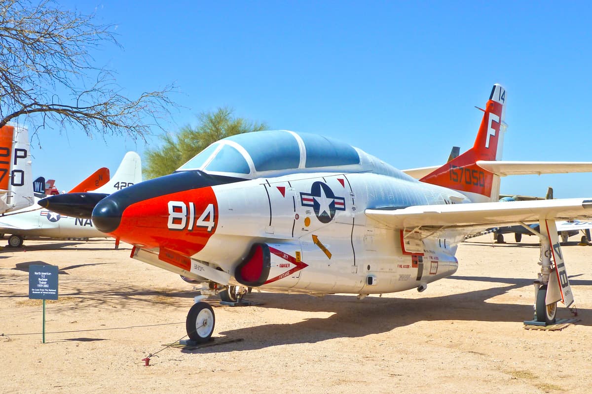 Aircraft in the Pima Air and space Museum displayed at a hot sunny day