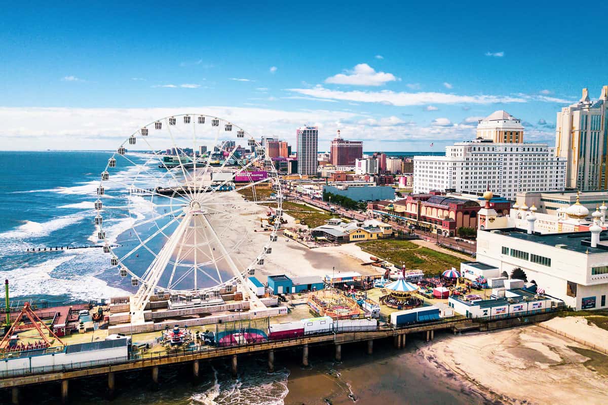 Atlantic city waterline aerial view