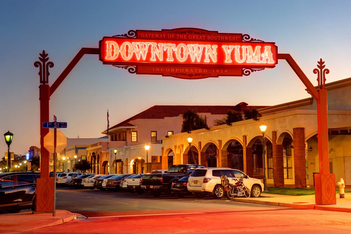 Downtown Yuma Sign at Arizona, What's The Warmest Place In Arizona In December? [Inc. Travel Ideas]