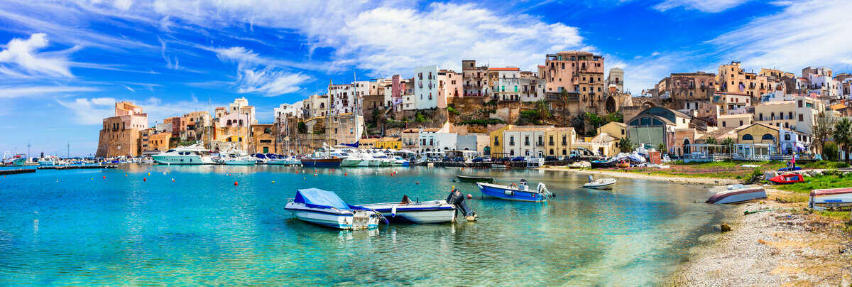 The clear blue waters of Castellammare del Golfo at Sicily, Italy