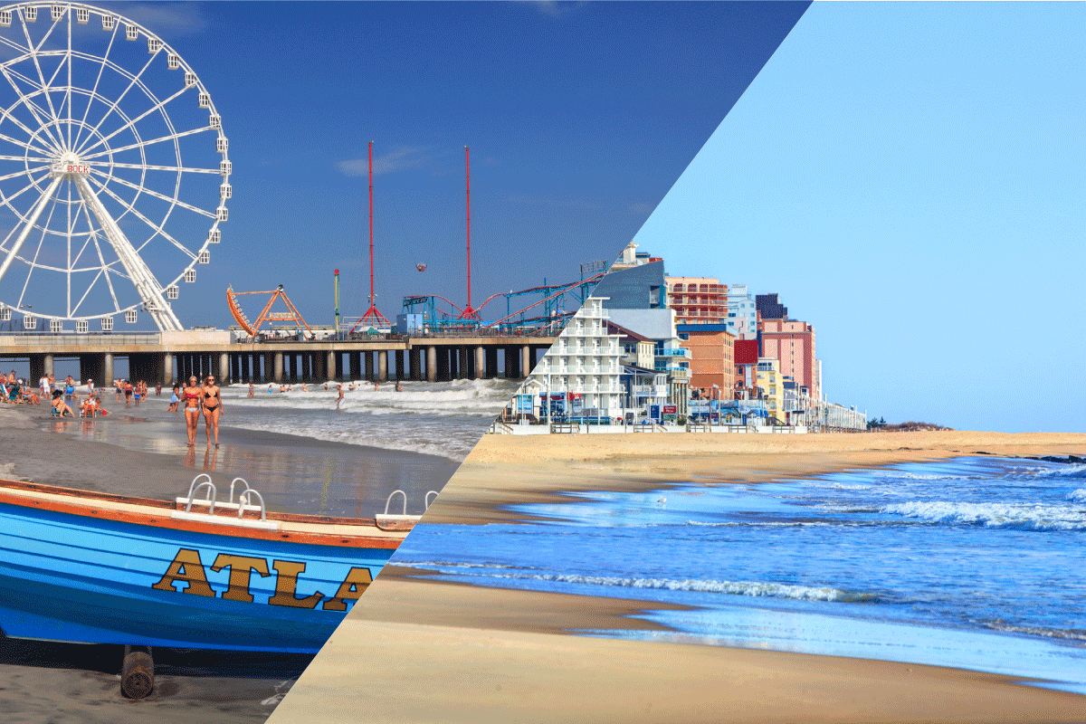 Two location one is ocean city and the other one is atlantic city with gorgeous display perfect for vacation