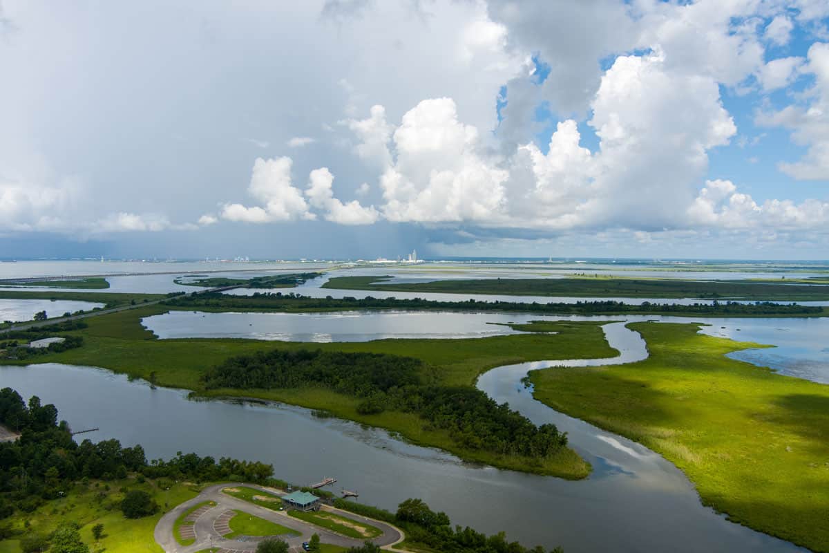 Aerial view of 5 Rivers Delta Resource Center at Spanish Fort