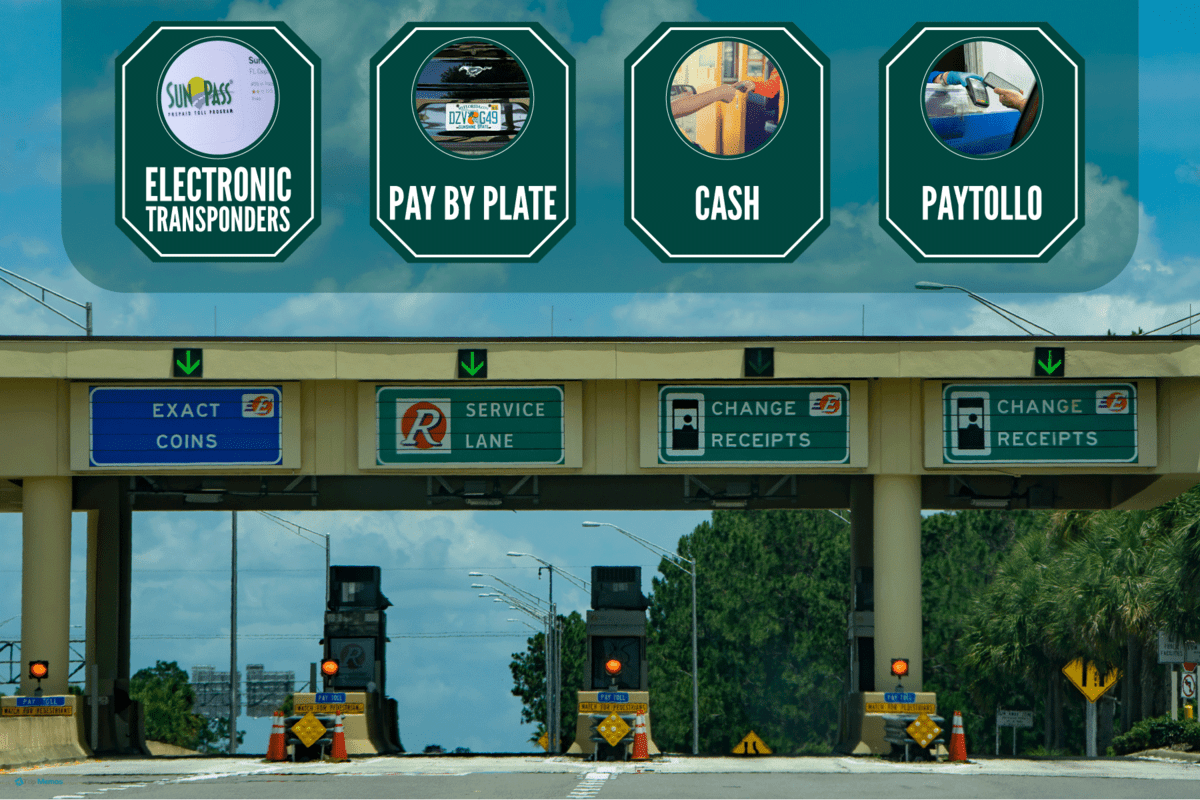 A busy toll fee area at a Florida Express way, How To Pay Tolls When Visiting Florida