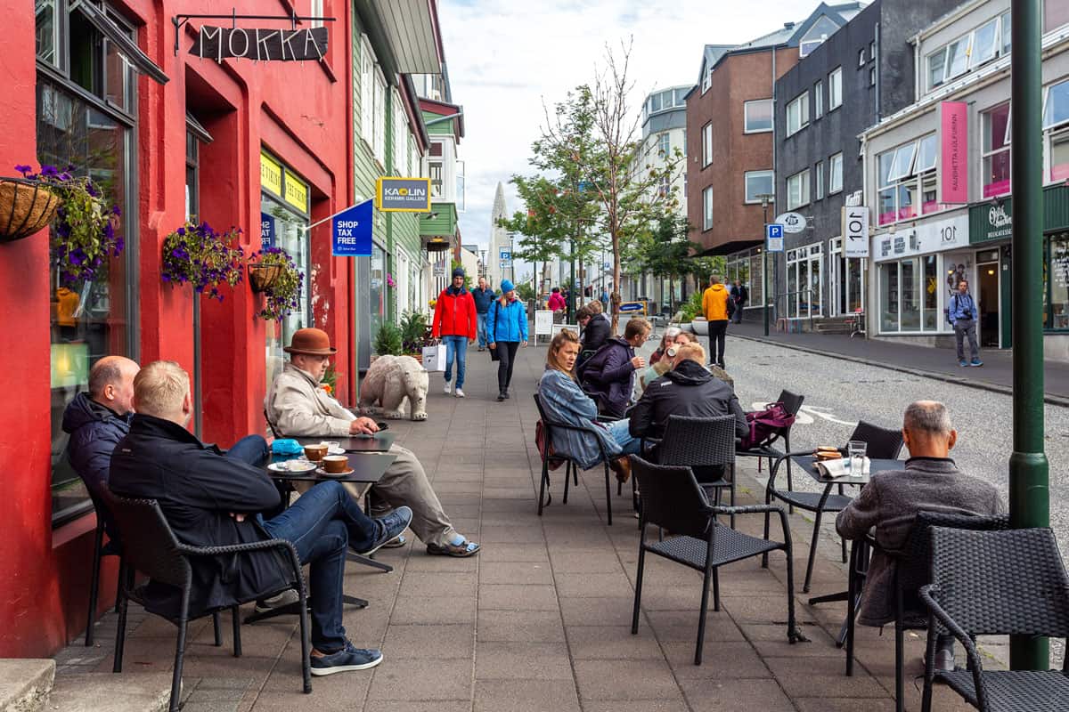 Icelanders sipping coffee at the roadside coffee shop