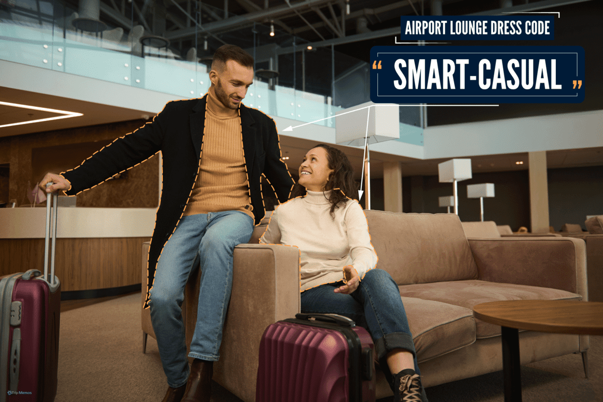 A couple sitting at the airport lounge getting ready for their flight, What To Wear In Airport Lounge?