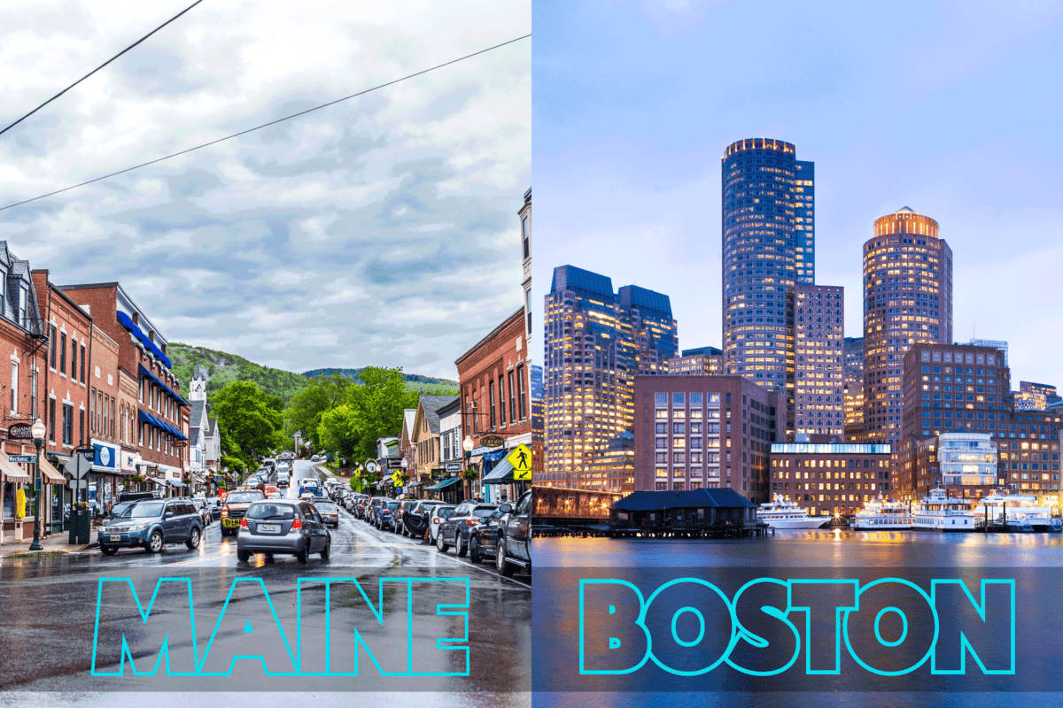 Collaged photo of Maine and Boston, Boston To Maine Road Trip Itinerary (2-3 Days)