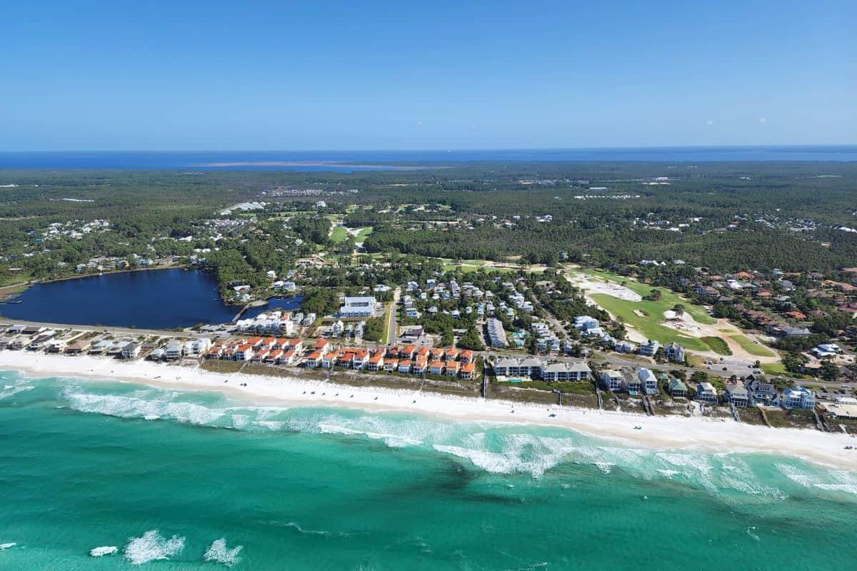 Helicopter view of Florida Panhandle beaches.