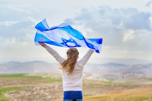 Little patriot jewish girl standing and enjoying with the flag of Israel on blue sky background., How Long Can I Stay In Israel [Inc. Tourist Tips]?