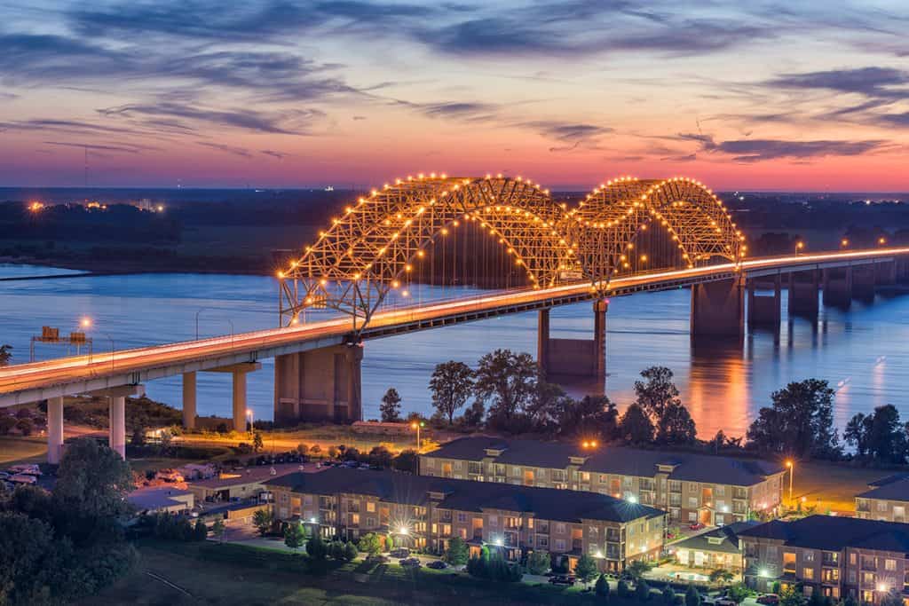Memphis, Tennessee, USA at Hernando De Soto bridge