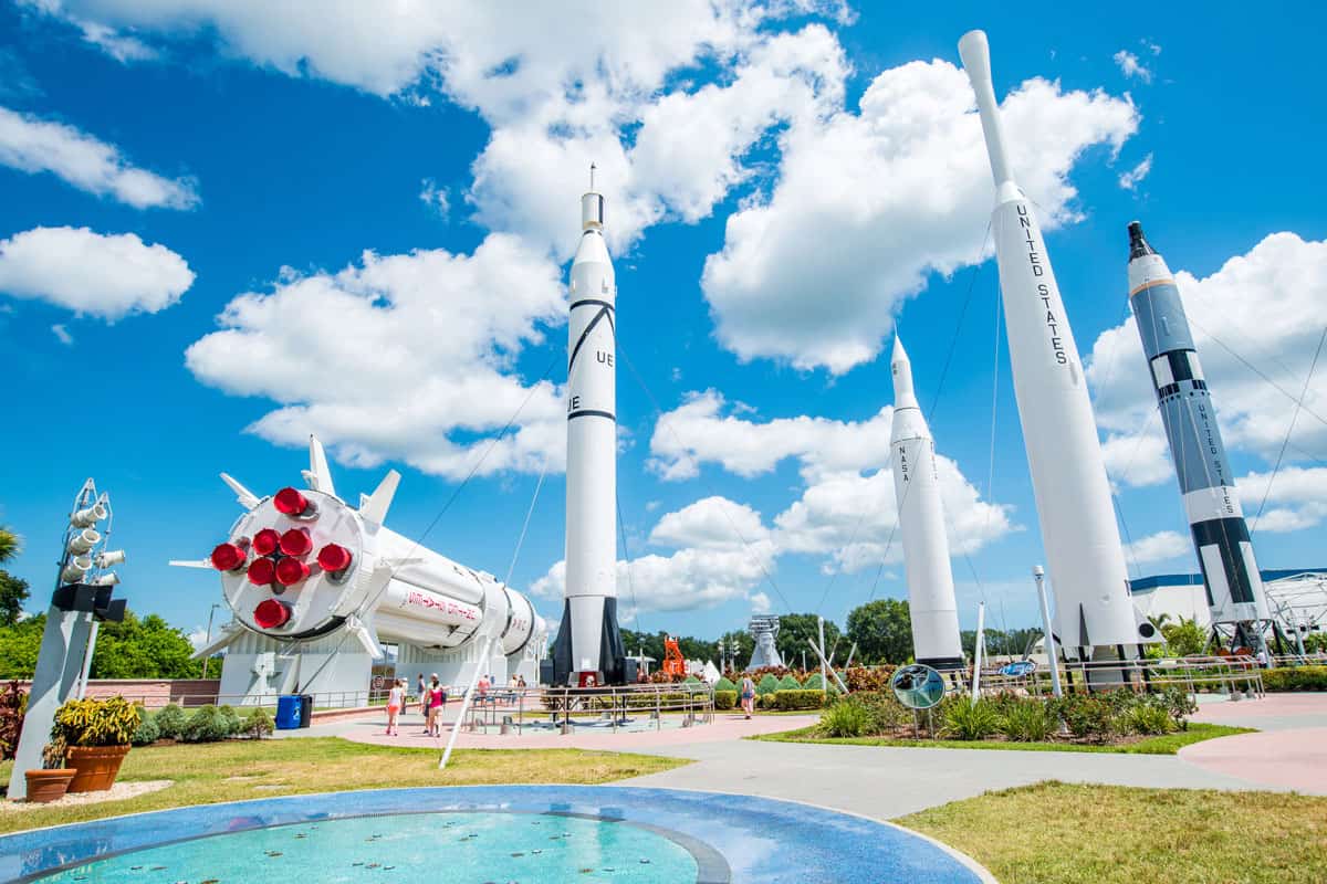 Museum of Kennedy Space Center Rocket Garden in Merritt Island, Florida