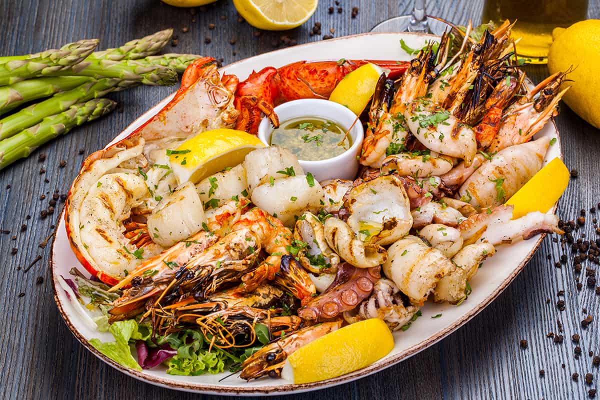 Seafood platter on the table