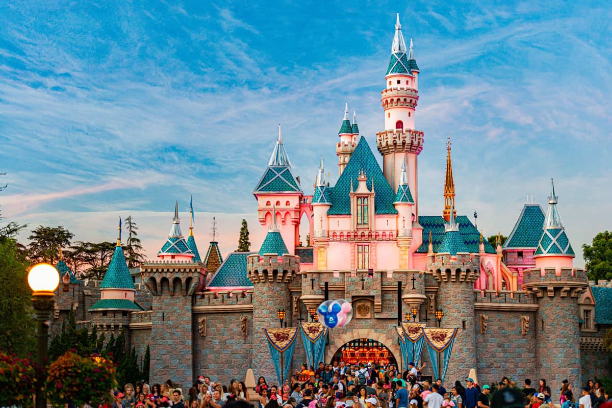 The huge legendary castle of Sleeping Beauty in Disneyland