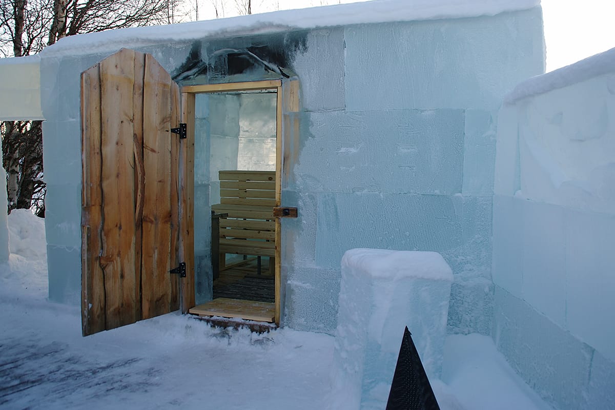 A sauna made of ice in Finnish Lapland