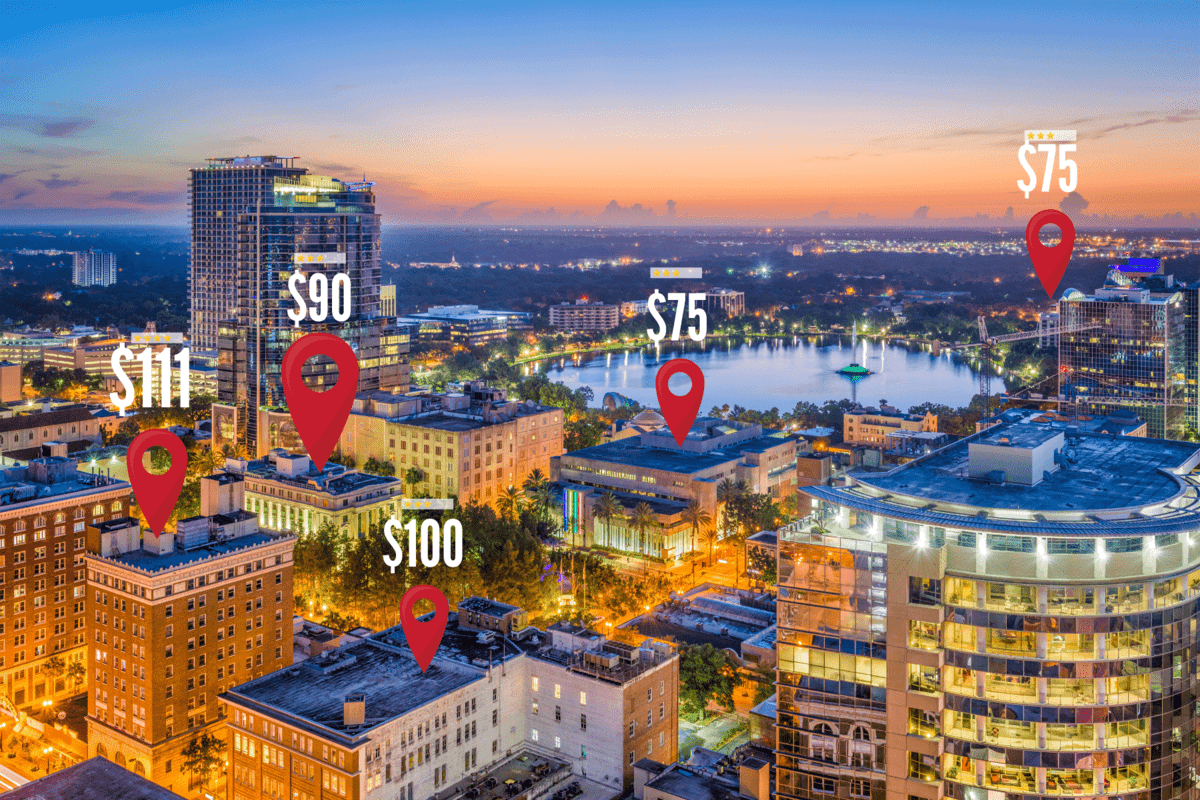 Bright lights of the apartments and buildings of Orlando, Florida, Affordable Luxury: Discover the Top Budget-Friendly Hotels in Orlando