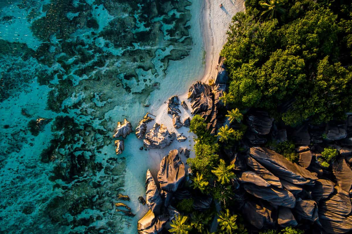 Anse Source D'Argent Beach Seychelles Drone