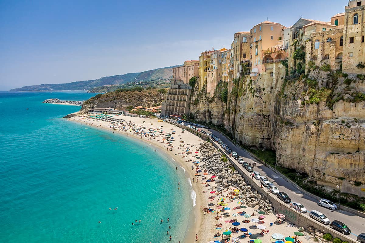 High view of Tropea town and beach - Calabria, Italy