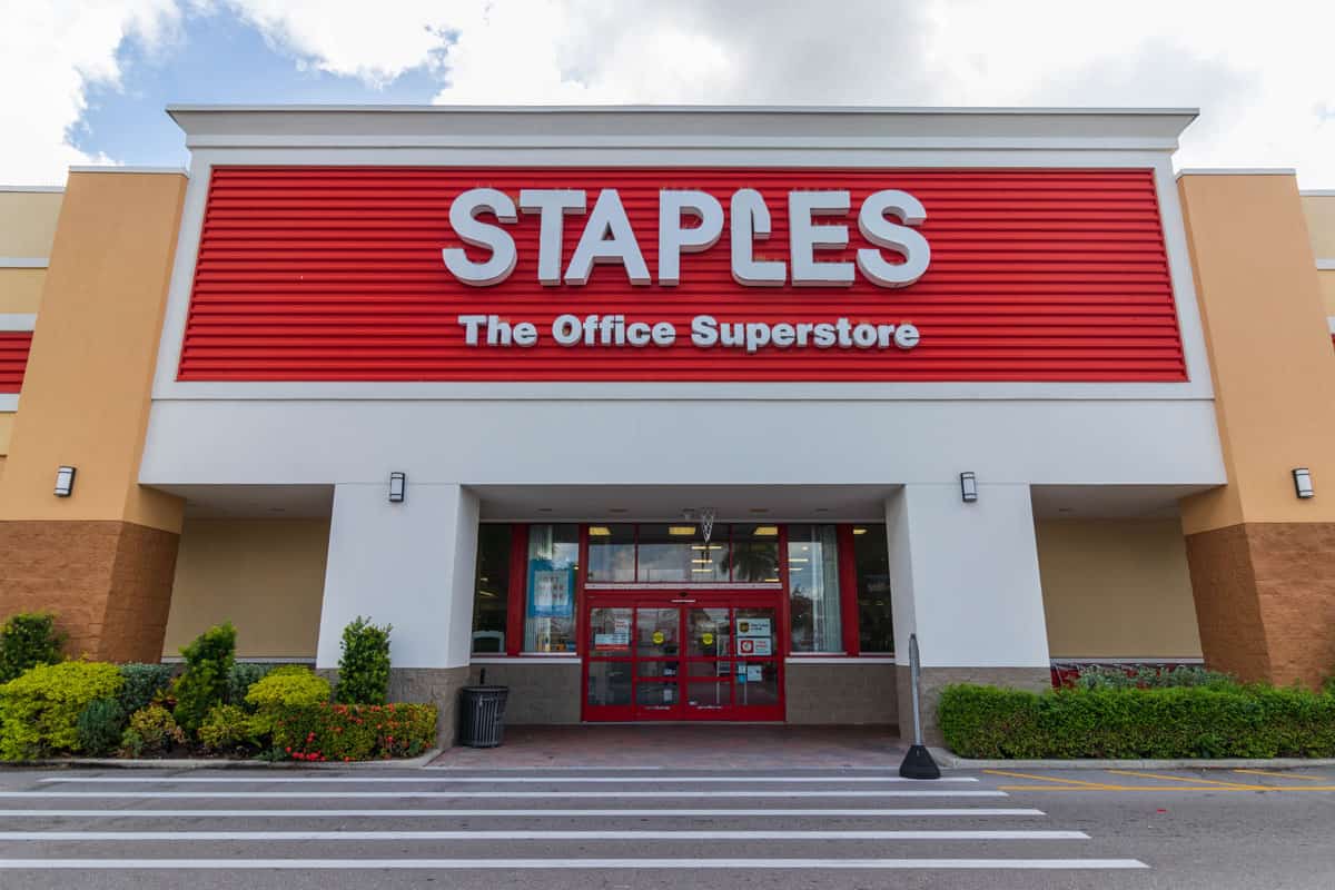 Staples entrance in cape coral Fl. Staples Inc. is an American office retail company.