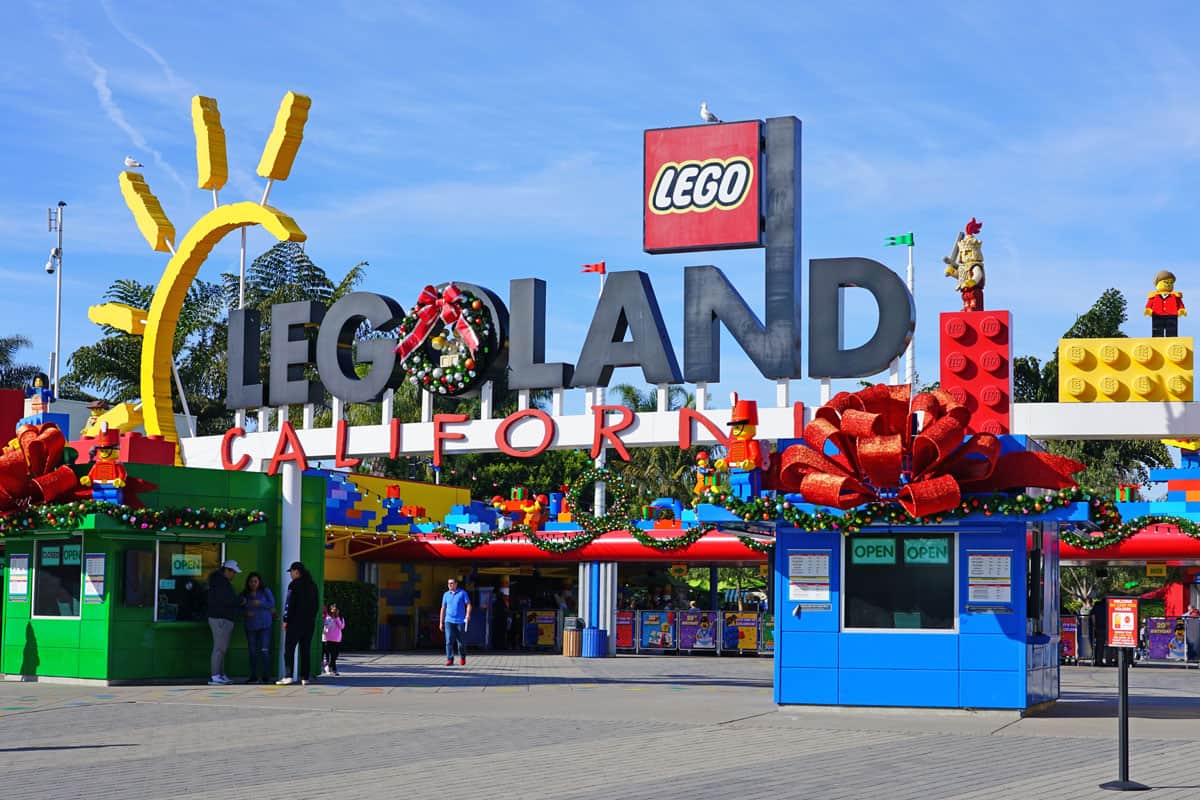 View of the entrance of Legoland California, an amusement theme park based on Lego toys located near San Diego, California.