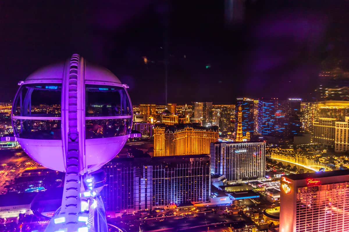 Panoramic view of the High Roller Ferris Wheel in Las Vegas