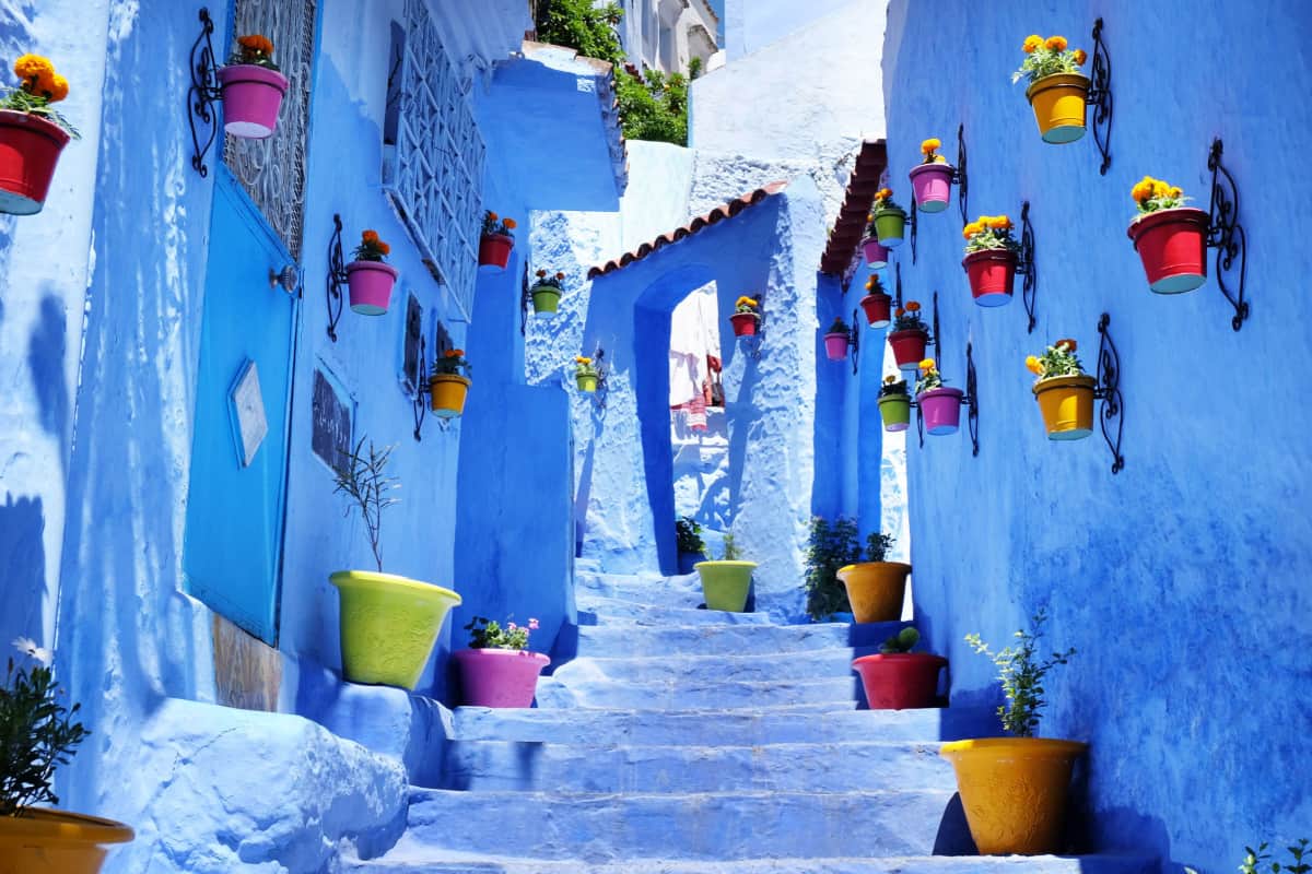 Traditional moroccan architectural details in Chefchaouen Morocco, Africa. Chefchaouen blue city in Morocco.
