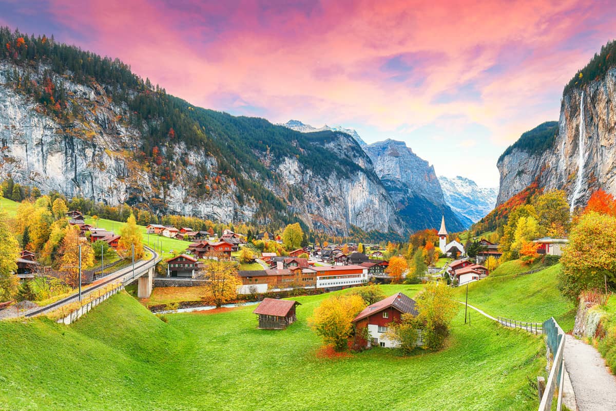 The breathtaking view of the enchanting village of Lauterbrunnen, Switzerland