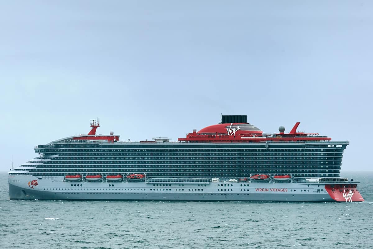Virgin Voyages Scarlet Lady in the English Channel