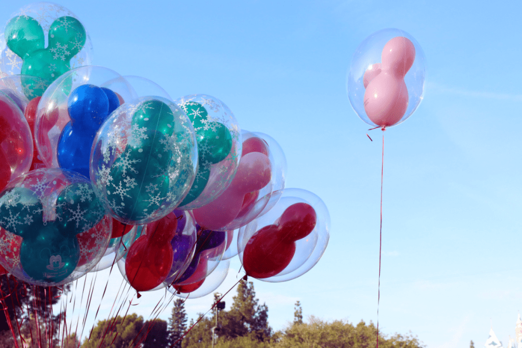 Image is showing disneyland balloons of various colors